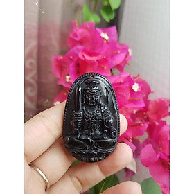 Mặt Dây Chuyền Bất Động Minh Vương Độ Mệnh Nam Tuổi DẬU Chất liệu đá mã não đen Hợp Nam mệnh Thủy, mệnh Mộc Size nam C53mm x N39mm x S11mm ạ