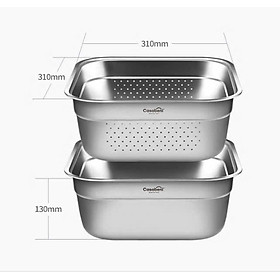 Mua SET CHẬU RỬA KÈM RỔ INOX CASABENI DUNG TÍCH 8L Hàng chính hãng