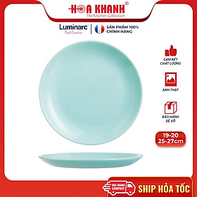 Đĩa Thủy Tinh Luminarc Diwali Light Turquoise 25cm đựng thức ăn, chịu nhiệt, cường lực - Bộ 3 đĩa - P2611