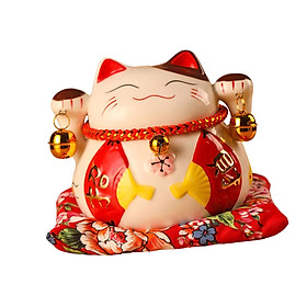 Cute Lucky Cat Money Bank Ceramic Ornament for Home Bedroom Table Decoration New Year Gift
