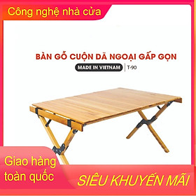 Bàn dã ngoại cuộn tròn gỗ cao cấp