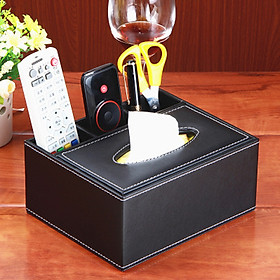 Leather Tissue Cover Box TV Remote Controller Holder Organizer Tissue Case
