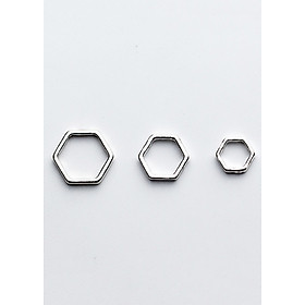 Combo 3 charm bạc hình lục giác lồng hạt xỏ ngang - Ngọc Quý Gemstones