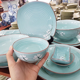 Mua Bộ 12 Sản Phẩm Màu Xanh Ngọc Vẽ Hoa Cao Cấp Gố Bát Tràng