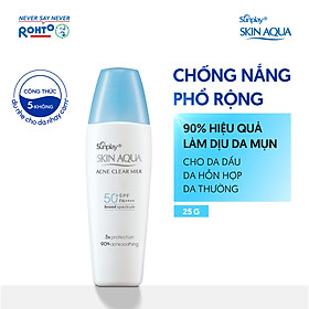 Kem chống nắng Skin Aqua cho da mụn, dạng sữa dùng hàng ngày Sunplay Skin Aqua Acne Clear Eco Việt Nam SPF 50, PA++++ 25g