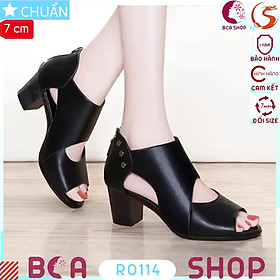 Giày cao gót nữ kiểu bốt màu đen 7p RO114 ROSATA tại BCASHOP hở mũi