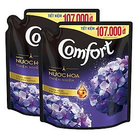 Combo 2 Túi Nước Xả Vải Comfort Hương Nước Hoa Thiên Nhiên Bella (Tím Đen) 2.4L