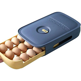Hộp trứng, ngăn kéo lưu trữ bằng bìa cứng trứng, có thể chứa 21 quả trứng, giỏ trứng cho nhà bếp, hộp phân phối trứng có thể xếp chồng lên nhau, tủ lạnh trứng (màu xanh)