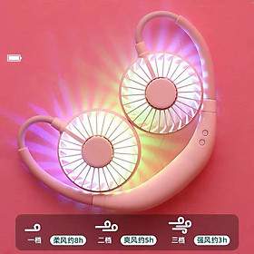 Mua Quạt cầm tay USB mini đeo cổ kiểu dáng thể thao dành cho người lười hoặc tập GYM loại quạt 7 cánh có đèn LED Q10 cao cấp