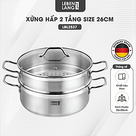 Mua Xửng hấp 2 tầng Lebenlang LBL2537 và LBL2538  size 26  28cm  vung kính  dùng cho mọi loại bếp - hàng chính hãng