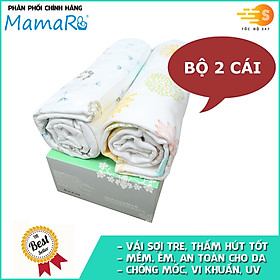 Bộ 2 khăn đa năng vải tre sợi kép cho bé 120x120 Premium Mamaru MA-KDN02 - Diệt khuẩn, hút ẩm tốt, kháng tia UV