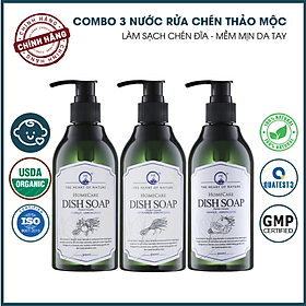 COMBO 3 Chai Nước Rửa Chén Tinh Dầu Thảo Mộc Hữu Cơ Organic PK 300ML