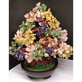 Mua Cây Tài Lộc Đá Thạch Anh Ngũ Sắc 28 Cm - Cây Phong Thủy Cho Mọi Nhà - Cây Phong Thủy Trang Trí Nhà Cửa