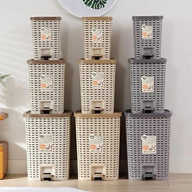 Mua Thùng Rác nhựa mây đan đạp chân kiểu hàn quốc 3 cỡ