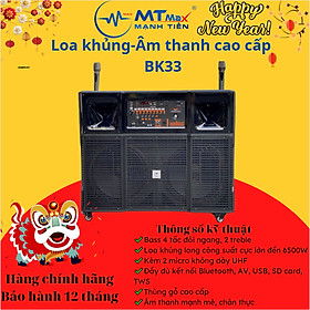 Mua Loa kéo di động MTMAX BK33 - Dàn karaoke ngoài trời bass 4 tấc đôi ngang  2 treble - Loa khủng long Loa khủng long công suất cực lớn đến 6500W - Kèm 2 micro không dây UHF-Kèm 2 micro không dây UHF - Đầy đủ kết nối Bluetooth  AV  USB  SD card  TWS