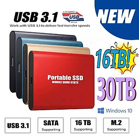 Ổ Cứng Ngoài SSD 500GB 30TB USB3.1 2TB 4TB 8TB SSD Tốc Độ Cao Cho Laptop - Xanh lam, Xanh lam