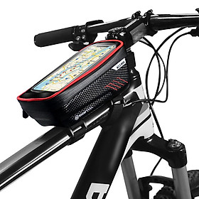 Túi đựng điện thoại dành cho xe đạp với màn hình cảm ứng vỏ chống nước gắn khung trước xe đạp-Màu đỏ