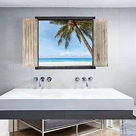 Decal dán tường cửa sổ bờ cát trắng sk9061a