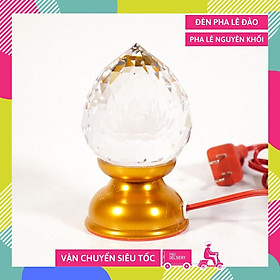 Mua Đèn thờ led pha lê búp đào đổi màu đế xi đồng cao cấp thờ cúng - Cao 11cm