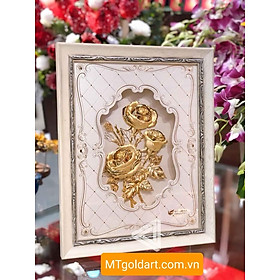 Tranh hoa hồng dát vàng (27x34cm) MT Gold Art- Hàng chính hãng, trang trí nhà cửa, phòng làm việc, quà tặng sếp, đối tác, khách hàng, tân gia, khai trương 
