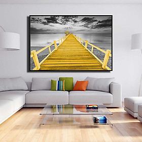 Mua Tranh đơn canvas treo tường Decor Cây cầu trên bãi biển - DC155