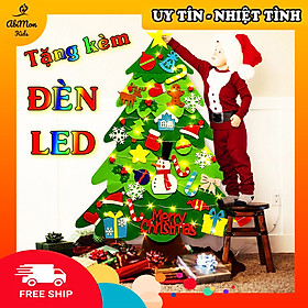 Mua Cây Thông Noel Treo Tường - Tặng Kèm Đèn LED || 32 Chi Tiết Trang Trí || 2 Tán Lá  Vải Nỉ - (100 x 70 cm)