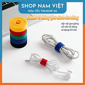 Combo 2 Cuộn Băng Gai Dính Velcro Cỡ 1,5cm - Dây Dính 2 Mặt Quấn Dây Điện, Dây Sạc, Tai Nghe Gọn Gàng - Hàng Chính Hãng NAVIVU