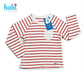 Áo cotton kẻ dài tay ranglan Haki