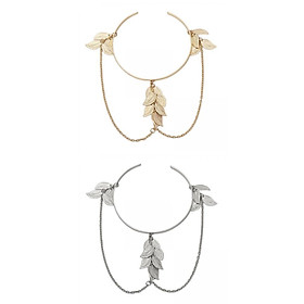 2x Leaf  Arm Bracelet Chain Girls Open Upper Arm Bangle Armlet