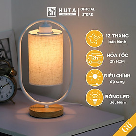 Đèn Ngủ Gỗ HUTA Light For Life G6 Chao Tròn Vingtage Kiểu Dáng Mới Lạ, Decor Trang Trí Phòng Ngủ,Tăng giảm Độ Sáng, Bóng Led Sáng Vàng Tiết Kiệm Điện