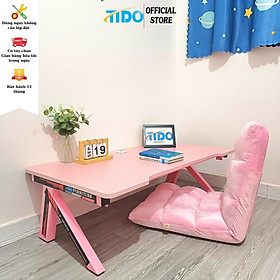 Mua Bộ bàn ghế gaming ngồi bệt gấp gọn màu hồng chân sắt chữ K TIDO khung sắt hộp dày 40x40mm chịu tải tốt