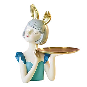 Girl Figurine Girl Statue Storage Tray Fruit Organizer Candy Jewelry Tray Cute Crafts Girl Sculpture for Home Table Wedding Party Decoration
