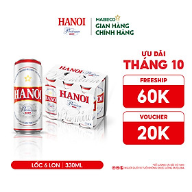 Lốc 6 lon Bia Hanoi Premium (330ml/lon)