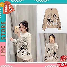 Áo Nỉ Sweater In Hình Cô Gái dưới 70kg G034
