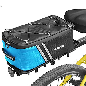 Túi đựng đồ 7L sau xe đạp một ngăn chính, một túi có dây kéo và dây đàn hồi có thể điều chỉnh, chống nước-Màu xanh da trời PU