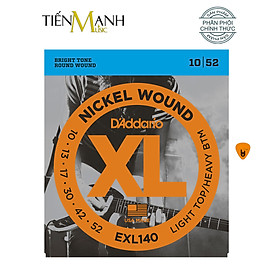 [Chính Hãng] D'Addario EXL140 Bộ Dây Đàn Nickel Wound Electric Guitar Light Top/Heavy Bottom 10-52 - Kèm Móng Gẩy DreamMaker