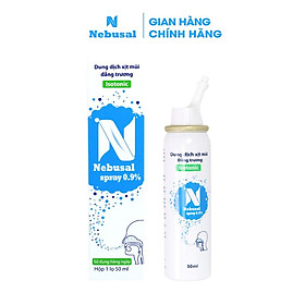 Xịt Mũi Nebusal 0.9% 50ml vệ sinh mũi hàng ngày, phòng ngừa nghẹt mũi, sổ