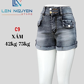 Quần jean nữ, đùi, lưng cao, quần bò nữ dáng ôm, quần rin nữ có big size, cho 42kg đến 75kg,LEN NGUYEN STORE - Xám