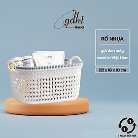 Mua Rổ nhựa giả đan mây Việt Nhật đựng đồ dùng học tập  mỹ phẩm  trái cây