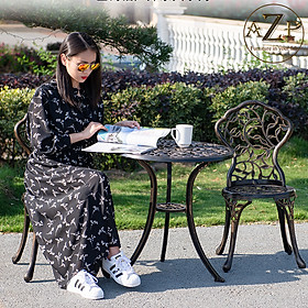 Mua Bộ Bàn Ghế Sân Vườn 60cm Ngoài Trời Outdoor Ban Công (100% Nhôm Đúc) Hàng Nhập Khẩu 100