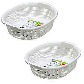 Bộ 2 rổ nhựa trắng 5,3L đựng thực phẩm nhà bếp tiện lợi - Hàng nội địa Nhật