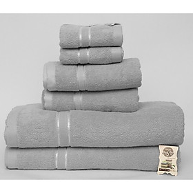 Bộ 6 Khăn Tắm gia đình cao cấp dệt 100% cotton gồm khăn tắm, khăn lau đầu, khăn mặt