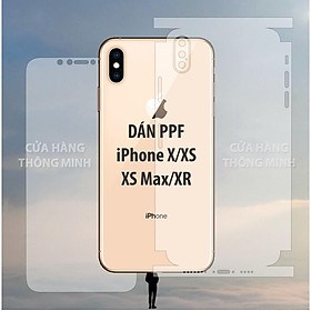 Mua Dán PPF mặt trước  mặt sau  màn hình  mặt lưng dành cho iPhone X  XS  XS Max  XR full viền chuẩn lỗ loa phím