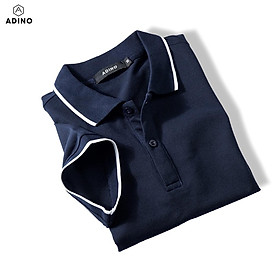 Áo polo nữ ADINO màu đen phối viền vải cotton co giãn dáng công sở slimfit hơi ôm trẻ trung APN02