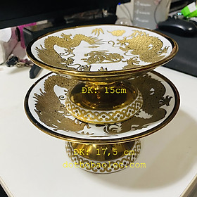 Mua Dĩa sứ họa tiết rồng vàng 3D 2 cỡ ĐK: 15cm và 17.5cm
