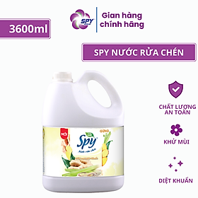 Can nước rửa chén bát SPY hương GỪNG SẢ 3,6 lít chiết suất thiên nhiên, thơm dịu nhẹ, sạch bẩn cứng đầu