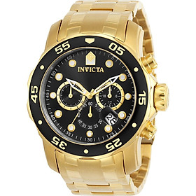 Invicta Men's 0072 Pro Diver Collection Chronograph 18k Gold-Plated Watch, Gold/Black