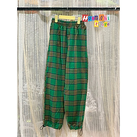 Quần Caro Dây Rút Lai Xanh Đen - Quần Caro Lưng Thun Bo Lai Long Caro Pants Unisex - MM - L