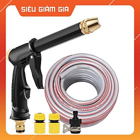 Mua Bộ dây và vòi xịt rửa xe tưới cây tăng áp vòi xịt rửa vòi tưới cây 810-2576-1 (dây xám- cút nối đen)