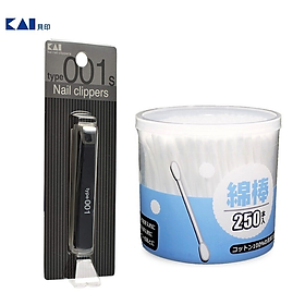 Combo 01 Bấm móng tay cao cấp Kai Nail Clipper + Hộp tăm bông kháng khuẩn Ima Krasimo - Hàng nội địa Nhật Bản